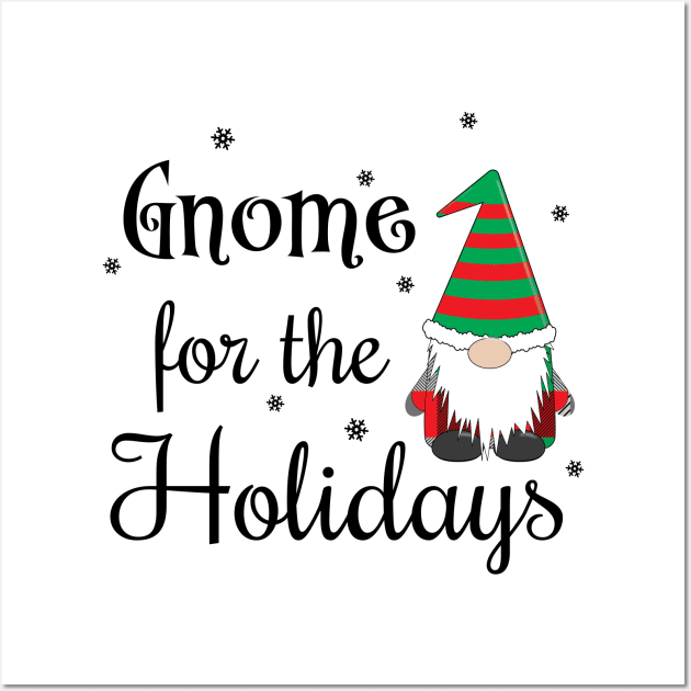 Gnome For The Holidays Black Wall Art by KevinWillms1